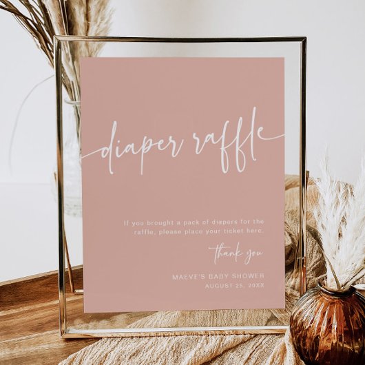 ほこりっぽいピンクのおむつラッフルサインモダンガール ポスター