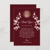 ほこりっぽいピンクのさくらんぼ中国のブロッサム結婚ズ サンキューカード (正面/裏面)