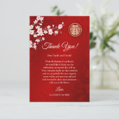 ほこりっぽいピンクのさくらんぼ中国のブロッサム結婚ズ サンキューカード (スタンド正面)