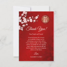 ほこりっぽいピンクのさくらんぼ中国のブロッサム結婚ズ サンキューカード