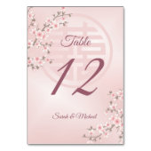 ほこりっぽいピンクのさくらんぼ中国のブロッサム結婚ズ テーブルナンバー (正面)