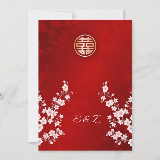 ほこりっぽいピンクのさくらんぼ中国のブロッサム結婚ズ 招待状 (裏面)