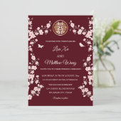 ほこりっぽいピンクのさくらんぼ中国のブロッサム結婚ズ 招待状 (スタンド正面)