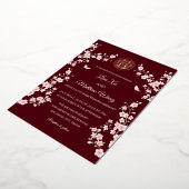 ほこりっぽいピンクのさくらんぼ中国のブロッサム結婚ズ 箔招待状 (回転した状態)