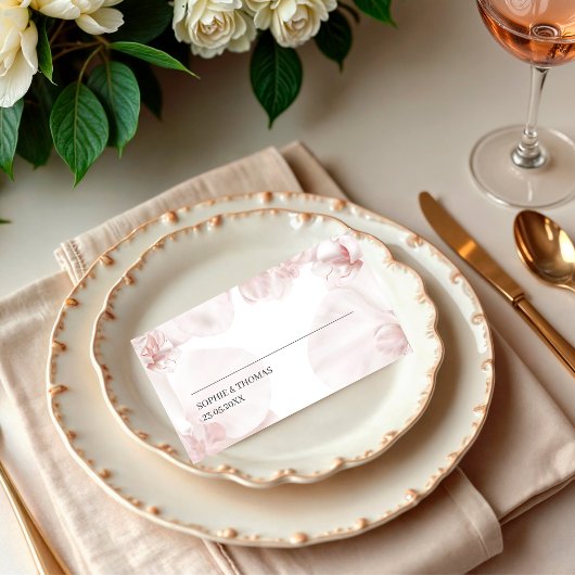 ほこりっぽいピンクのオーキッドの水結婚色の プレイスカード