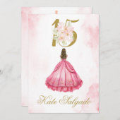 ほこりっぽいピンクのキンセアニェラ招待 招待状 (正面/裏面)