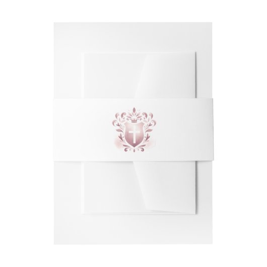 ほこりっぽいピンクのクレストとクロス 招待状ベリーバンド (正面例)