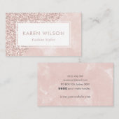 ほこりっぽいピンクのグリッターと水彩名刺 名刺 (正面/裏面)