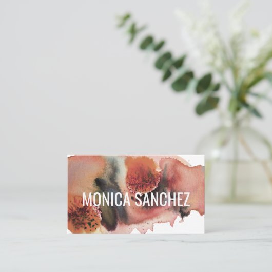 ほこりっぽいピンクのシックな抽象芸術モダン名刺 名刺 (スタンド正面)