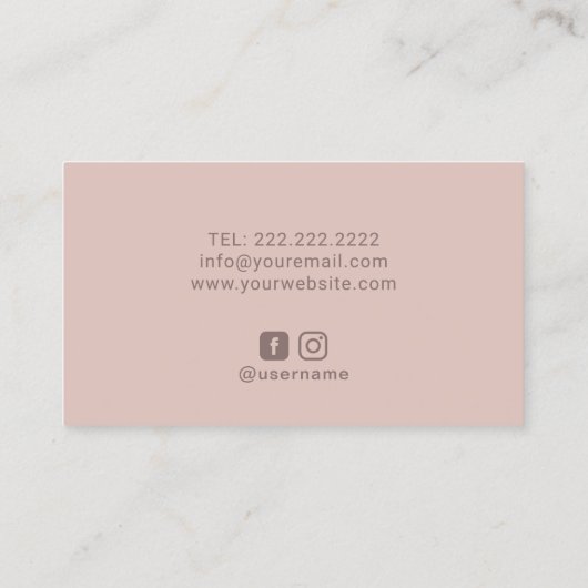 ほこりっぽいピンクのスパイラルフローラメイクアップアーティストヘアサロン 名刺 (裏面)