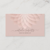 ほこりっぽいピンクのスパイラルフローラメイクアップアーティストヘアサロン 名刺 (正面)
