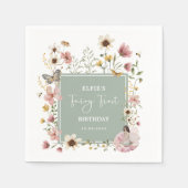 ほこりっぽいピンクのセージ野草の妖精の誕生日1日 スタンダードカクテルナプキン (正面)