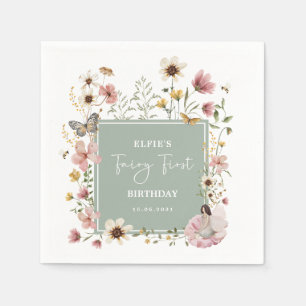 ほこりっぽいピンクのセージ野草の妖精の誕生日1日 スタンダードカクテルナプキン