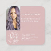 ほこりっぽいピンクのソーシャルメディアQRコードフォトロゴ スクエア名刺 (裏面)