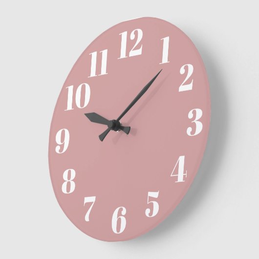 ほこりっぽいピンクのトレンディー番号 ラージ壁時計 (傾斜)