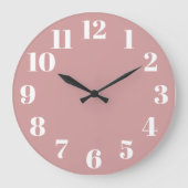 ほこりっぽいピンクのトレンディー番号 ラージ壁時計 (正面)
