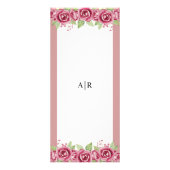 ほこりっぽいピンクのバラの花BUDGET結婚のメニューカード ラックカード (裏面)
