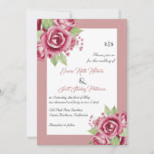 ほこりっぽいピンクのバラの花QRコードフローラ結婚ズ 招待状 (正面)
