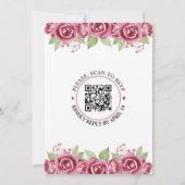 ほこりっぽいピンクのバラの花QRコードフローラ結婚ズ 招待状 (裏面)