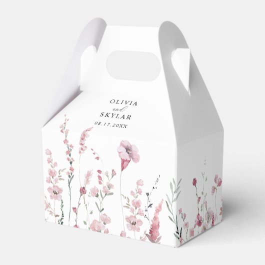 ほこりっぽいピンクのバラエレガントのフローラ結婚の フェイバーボックス (正面サイド)