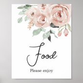 ほこりっぽいピンクのバラ女の子の赤ちゃんシャワー食べ物 ポスター (正面)