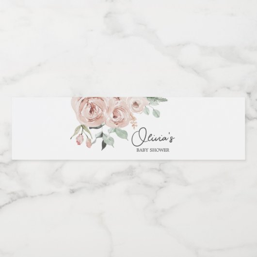 ほこりっぽいピンクのバラ女の子の赤ちゃんシャワー ペットボトルラベル (シングルラベル)