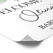 ほこりっぽいピンクのバラ女の子ベビーシャワーへようこそ ポスター (角)