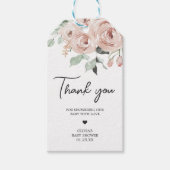 ほこりっぽいピンクのバラ女の子ベビーシャワーメッセージカード ギフトタグ (正面)