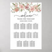 ほこりっぽいピンクのバラ11台結婚のシーティングチャート ポスター (正面)