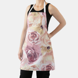 ほこりっぽいピンクのバラ エプロン