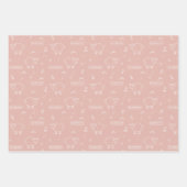 ほこりっぽいピンクのヒツジEid Mubarak Kids ラッピングペーパーシート (正面3)