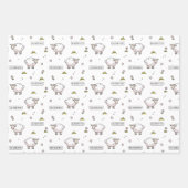 ほこりっぽいピンクのヒツジEid Mubarak Kids ラッピングペーパーシート (正面)