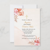 ほこりっぽいピンクのフローラバプテスマの招待カード 招待状 (正面)