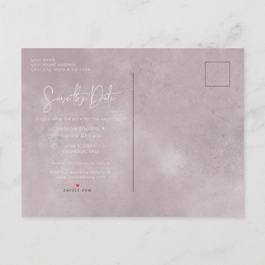 ほこりっぽいピンクのフローラモダン写真 案内ポストカード (裏面)