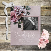 ほこりっぽいピンクのフローラモダン写真 案内ポストカード