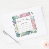 ほこりっぽいピンクのフローラ女の子の赤ちゃんシャワーブックプレート スクエアシール (封筒)