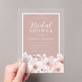 ほこりっぽいピンクのフローラ水のカラーフレームブライダルシャワー アクリル招待状 (インサイチュ (ポータブル))