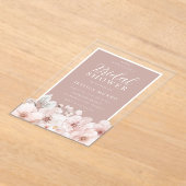 ほこりっぽいピンクのフローラ水のカラーフレームブライダルシャワー アクリル招待状 (レイダウン)