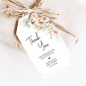 ほこりっぽいピンクのフローラ緑のベビーシャワーメッセージカード ギフトタグ