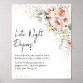 ほこりっぽいピンクのフローラ緑の深夜おむつ ポスター (正面)