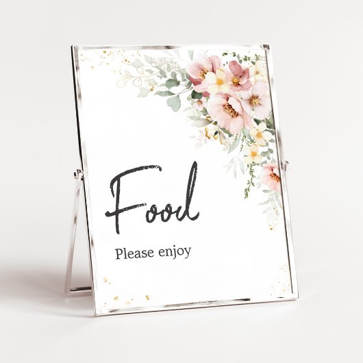 ほこりっぽいピンクのフローラ緑の赤ちゃんシャワー食品 ポスター