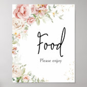 ほこりっぽいピンクのフローラ赤ちゃんシャワー食品 ポスター (正面)