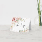 ほこりっぽいピンクのフローラ赤ちゃんシャワー サンキューカード (正面)