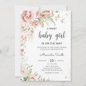 ほこりっぽいピンクのフローラ赤ちゃんシャワー 招待状 (正面)