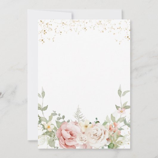 ほこりっぽいピンクのフローラ赤ちゃんシャワー 招待状 (裏面)