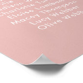 ほこりっぽいピンクのミニマルブライダルシャワーシーティングチャート ポスター (角)