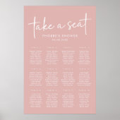 ほこりっぽいピンクのミニマルブライダルシャワーシーティングチャート ポスター (正面)