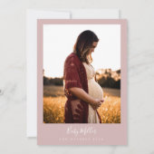 ほこりっぽいピンクのミニマルモダンリストボホ赤ちゃんシャワー 招待状 (裏面)