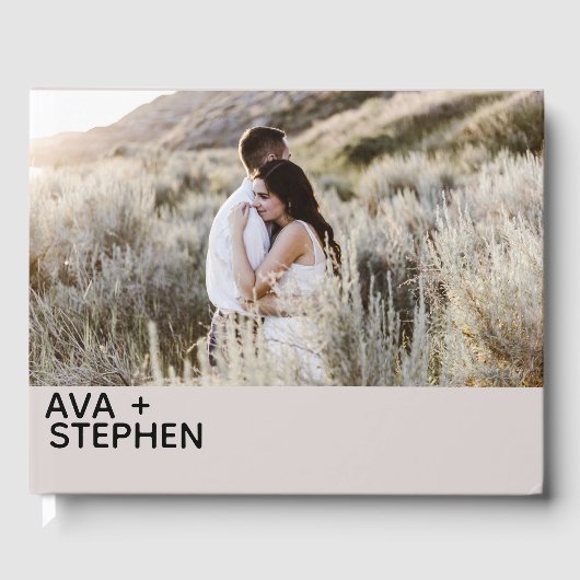 ほこりっぽいピンクのミニマル結婚リスト写真のゲストブック ゲストブック (正面)