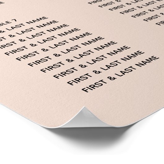 ほこりっぽいピンクのミニマル結婚リスト写真のシーティングチャート ポスター (角)